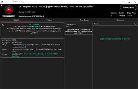 Pokerstars Tournamnt lobby.