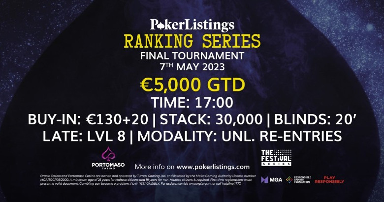 Participate in PokerListings Ranking Series at Portomaso Casino in Malta