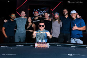 Bradley Gafford with rail after winning Event #74: $1,000 MINI Main Event No-Limit Hold’em