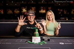 Josh Arieh flashing the sign for six with his future wife Rachel Buchanan