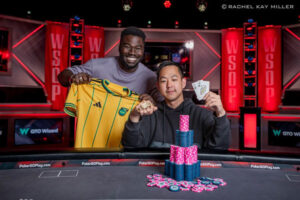 Pierre Shum with a friend after closing out The Closer