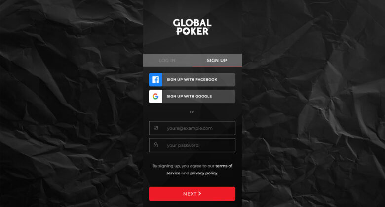 Simple steps to help you sign up for Global Poker