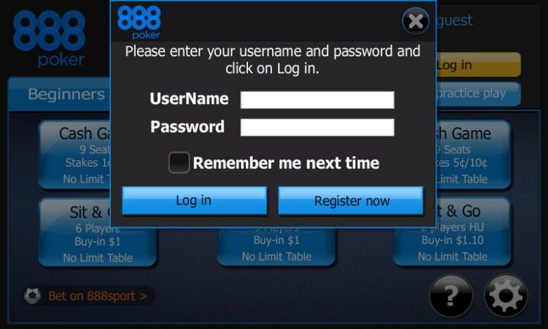 888 Poker New Jersey how to log in