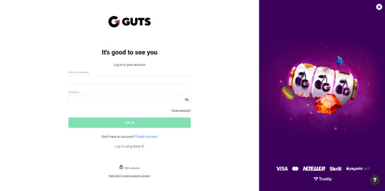 Guts Poker registration form