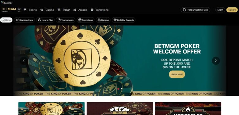 BetMGM Ontario poker page