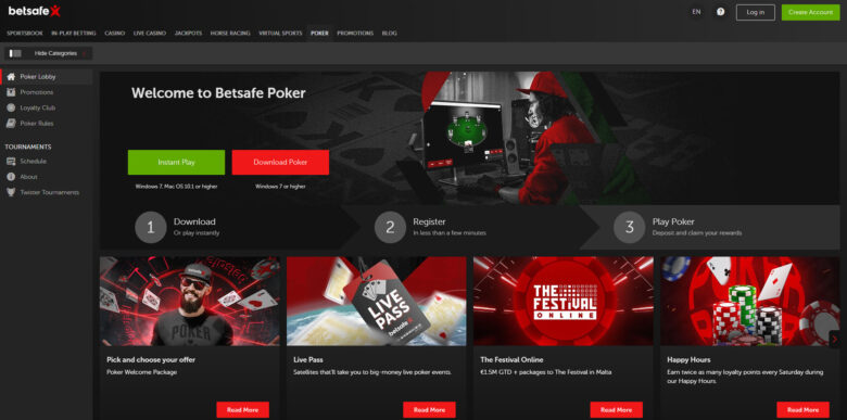 Betsafe Poker official website