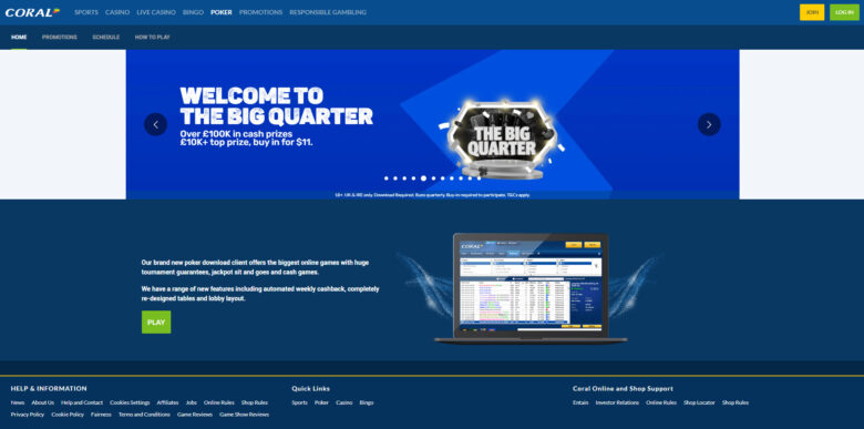 Coral Poker Official website