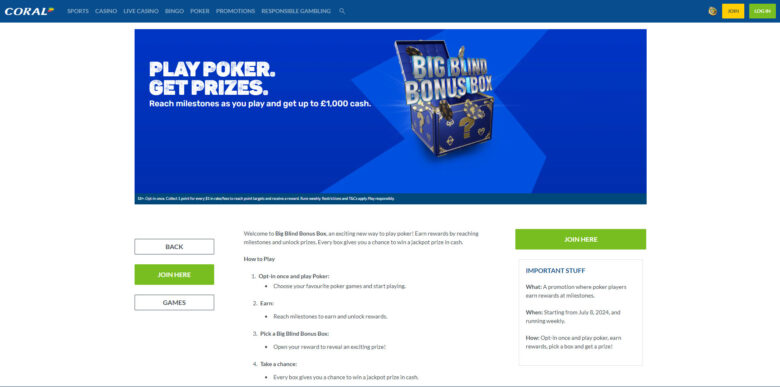 Coral Poker bonus