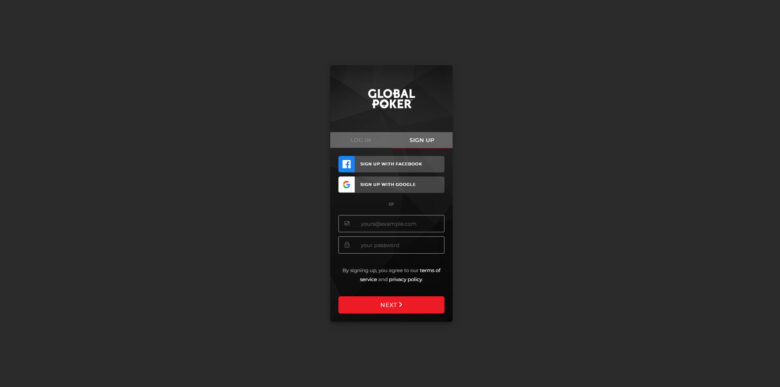 Global Poker registration form