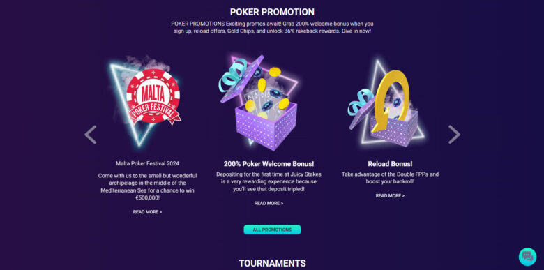 JuicyStakes Poker promotions