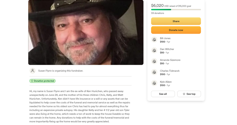 Chris Hunichen GoFundMe 