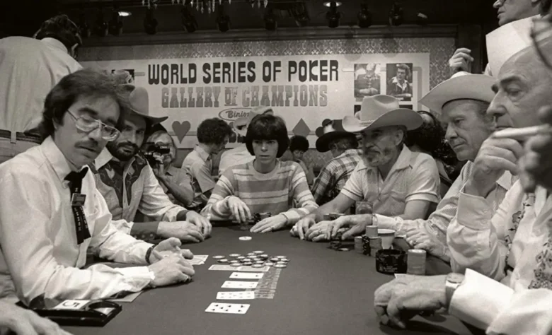 Gabe Kaplan, Stu Ungar, and Amarillo Slim at WSOP 1980