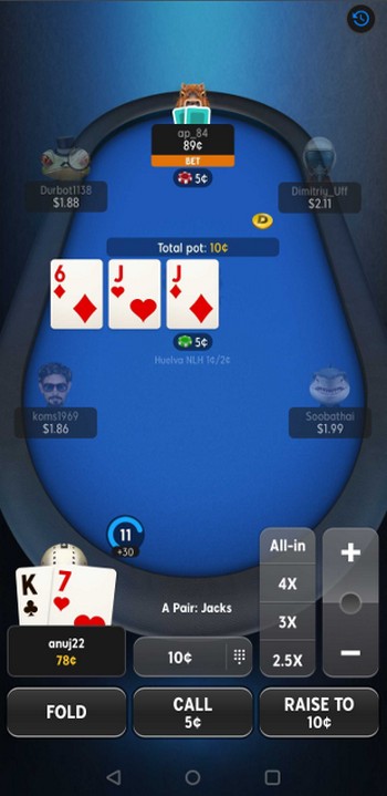 888 poker mobile app interface