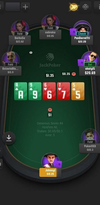 JackPoker mobile app interface