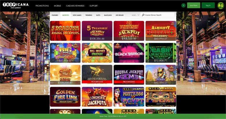 tropicana casino jackpots