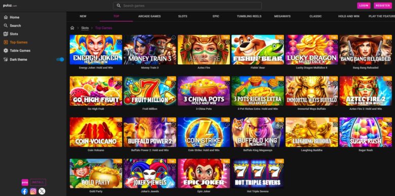 Pulsz Casino popular games