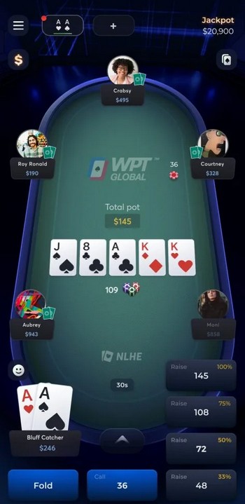 WPT Global mobile app interface