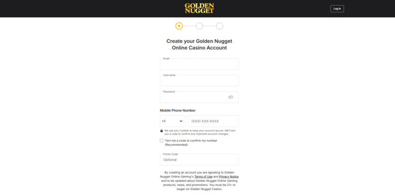 Golden Nugget casino registration form