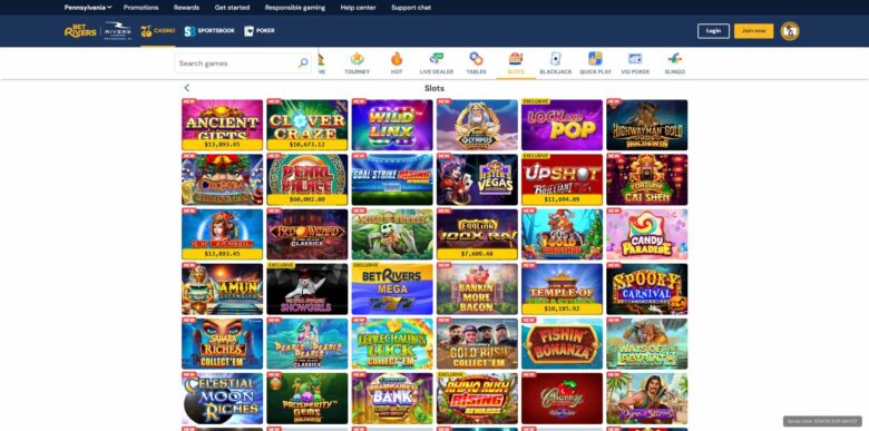 BetRivers Casino slots games selection