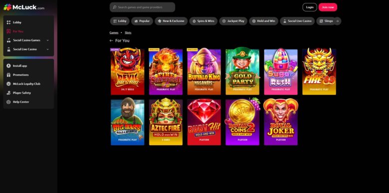 McLuck social Casino games