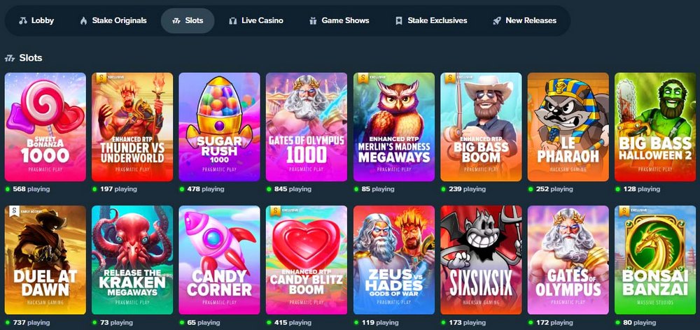 Stake.com casino slots games