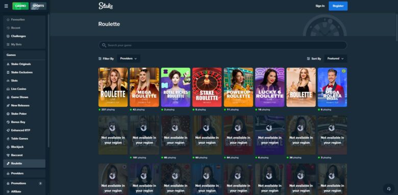 Stake.com casino roulette games