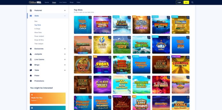 WilliamHill Casino slots games selection