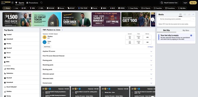 BetMGM Sports homepage