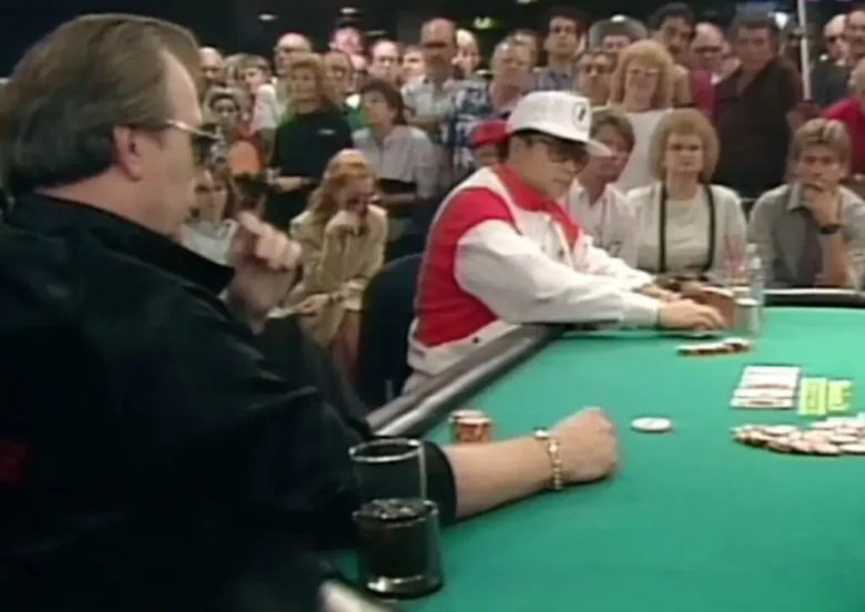 Frank Henderson (left) playing vs Johnny Chan. WSOP 1987 ME.