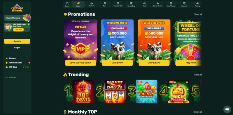 Fortune Wheelz Casino promotions list