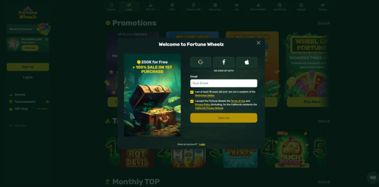 Fortune Wheelz Casino sign up