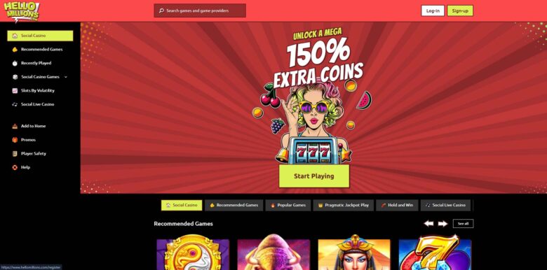 Hello Millions Casino main page