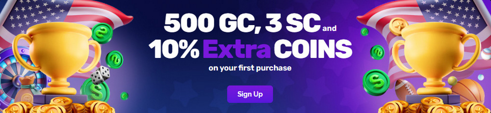 Legendz Casino 500 GC, 3 SC and 10% Extra Coins promotion