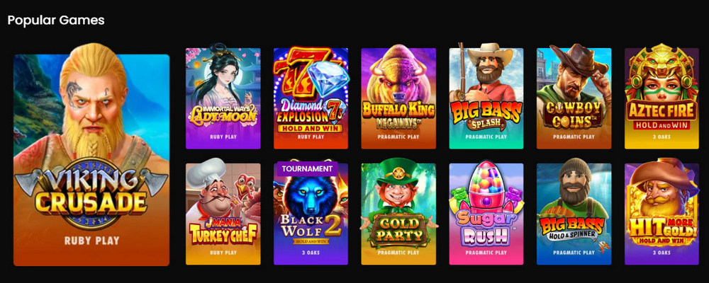 Mega Bonanza Casino Popular Games section