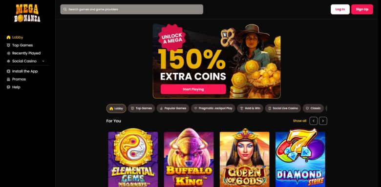 Mega Bonanza Casino main page