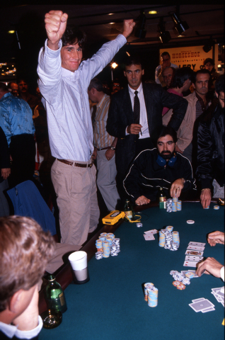 Phil Hellmuth after winning hand on the final table of ME WSOP 1989. 
(File, WAYNE KODEY/LAS VEGAS REVIEW JOURNAL)