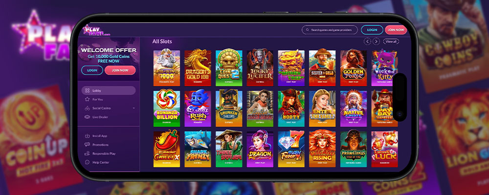 PlayFame Casino mobile app for iOS users