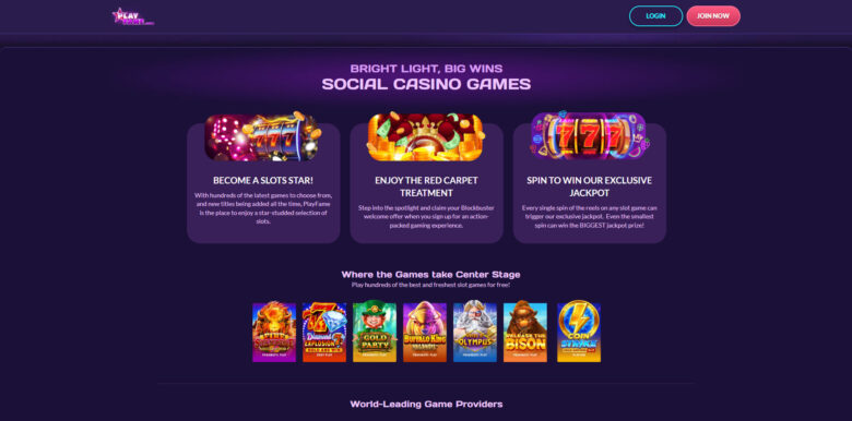 PlayFame Casino main page