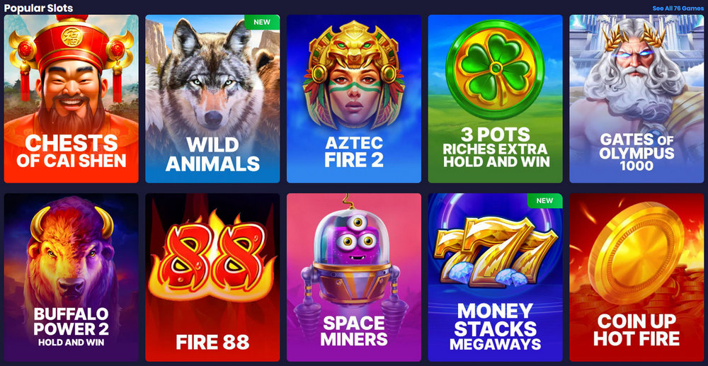 Spree Casino Popular Slots section