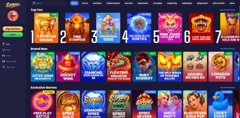 Spree Casino slots games section