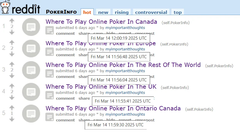 hot threads in subreddit r/poker on Reddit.